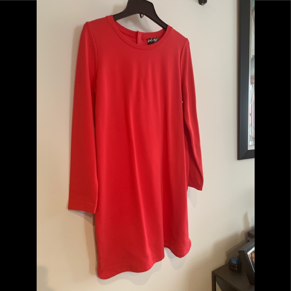 Pink/Coral Scuba Long Sleeve Sheath Dress